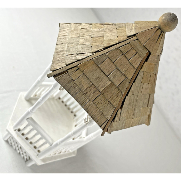 Dollhouse Miniature 1:24 White Gazebo Made from Kit by Artisan Haight Chairs Tab - Picture 3 of 8